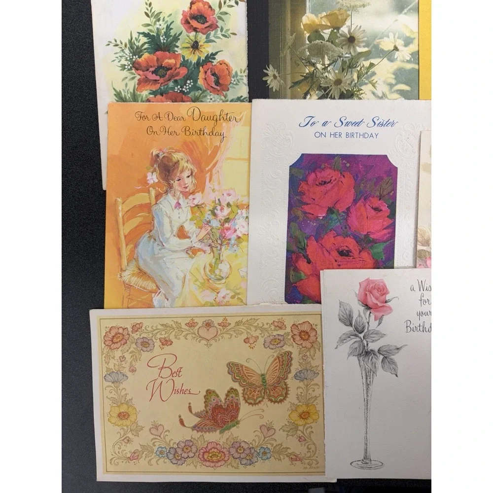 Vintage Birthday Cards Some Fronts ONLY Scrapbooking Crafts Decoupage Lot of 50+